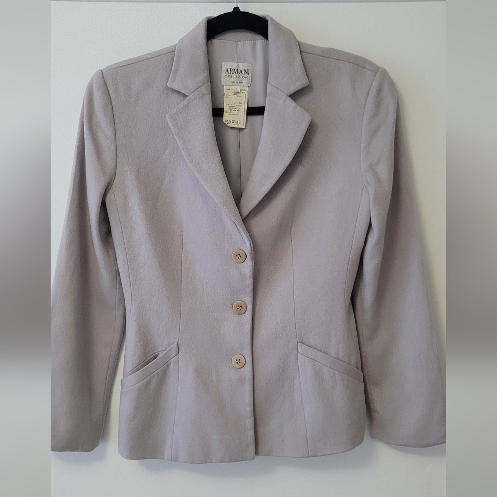 Vintage Armani Collezioni Cashmere Blazer Gray Size 2
